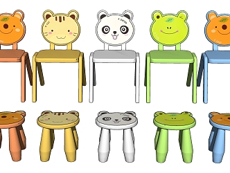 Modern Children's Chair Cartoon Child Seat 3d model