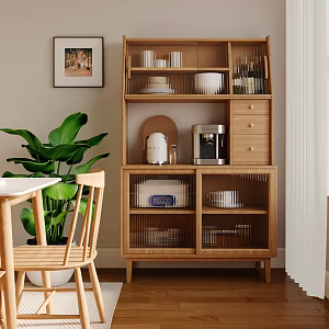 Nordic Sideboard Solid Wood Sideboard Simple Storage Cabinet 3d model