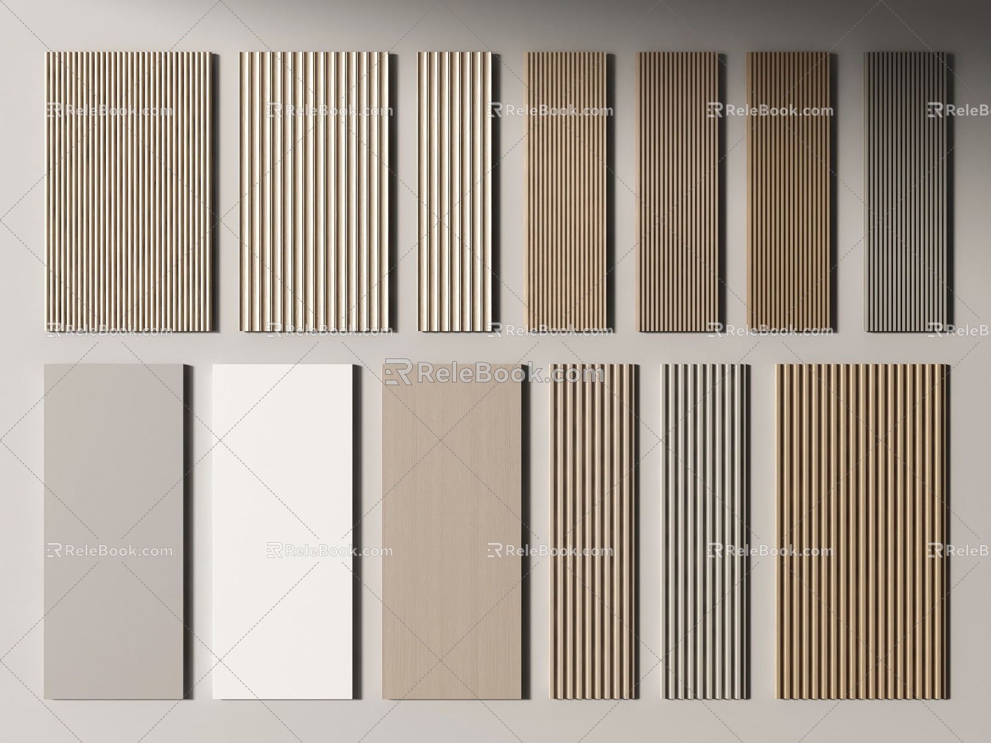 Modern wall panel Grille panel Wood veneer wall panel Background panel Decorative panel 3d model