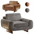Modern Fabric Accent Chairs in Brown and Gray with Rounded Design and Wooden Legs