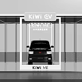 Display Shelves With Transparent Glass Structure For KIWI EV Car Showcase