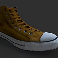 Brown High Top Canvas Shoes With White Sole And Black Trim Lace Up Design