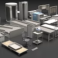 Public Facilities Featuring Security Check Equipment Tables Chairs And Service Carts