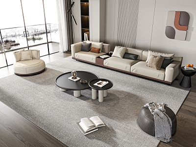 Modern sofa coffee table combination model