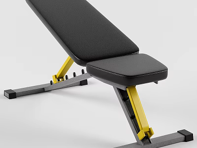 Adjustable Fitness Bench With Black Padding And Yellow Frame For Home Gym Workouts 3d model