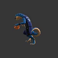 Blue Lizard Basketball Player In Brooks 36 Jersey Holding Basketball Action Pose