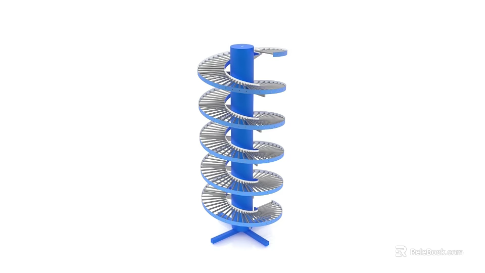 Industrial Spiral Storage Rack Equipment With Blue Frame And Multiple Layers 3d model