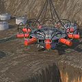 Concrete Construction Components Being Lifted With Crane Chains And Steel Cages At Construction Site