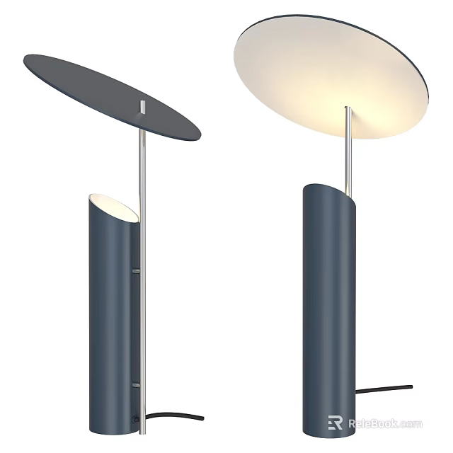 Modern Table Lamp With Round Shade Cylindrical Base And Metal Stand 3d model