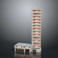 Modern High Rise Office Building With Multiple Floors And Low Rise Base