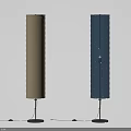 Modern Floor Lamps With Beige Cylindrical Fabric Shade And Blue Grid Pattern Shade On Black Base