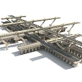 Sci-fi Terrain Viaduct Future Traffic Road Railing Ground Landscape Cyberpunk Game Scene Props Components 3d model