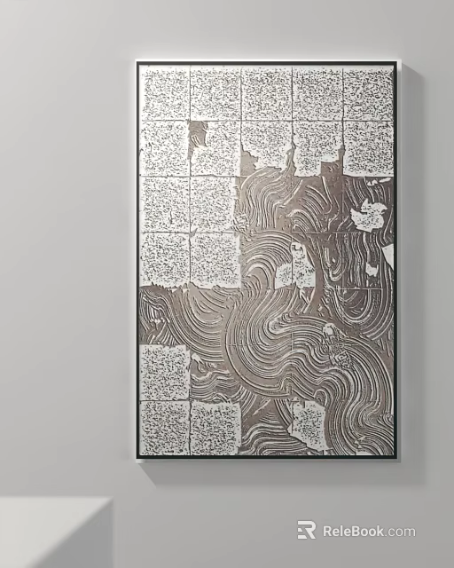 Modern Abstract Wall Art With Geometric Patterns And Wave Textures 3d model 