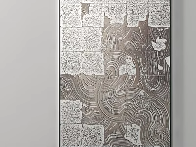 Modern Abstract Wall Art With Geometric Patterns And Wave Textures 3d model