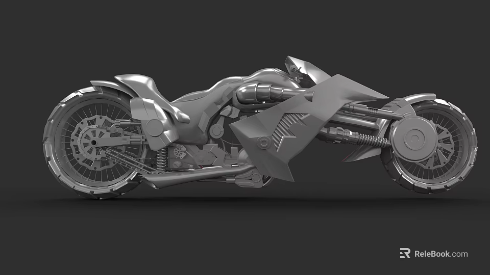 Futuristic Metallic Motorcycle With Sleek Body Unique Frame And Mechanical Details 3d model 