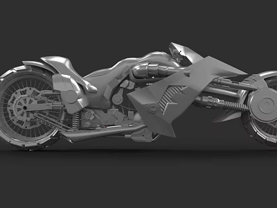 Futuristic Metallic Motorcycle With Sleek Body Unique Frame And Mechanical Details 3d model
