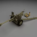 Military Field Cannon With Long Barrel Wheels And Mounted Ammunition Box