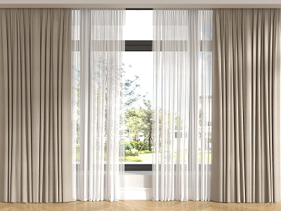 Modern Curtain Cream Wind Curtain Silent Wind Curtain Living Room Curtain Bedroom Curtain Floor Lamp Cloth Curtain Gauze Curtain model