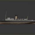 Vintage Steamship Model with Black Brown Hull Mast and Chimney Deck Details