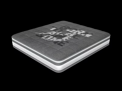 Gray Mattress With Quilted Surface Design And Modern White Layered Edge 3d model