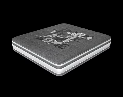 Gray Mattress With Quilted Surface Design And Modern White Layered Edge 3d model
