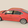 Red Car Exterior And Interior Views With Wheels Dashboard And Seats