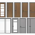 Modern Hinged Doors With Various Designs Glass Inserts And Wooden Panels 3d model