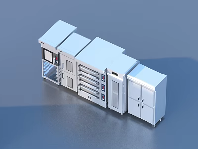 Modular White Industrial Equipment Units With Storage Cabinets And Machinery 3d model