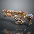 Sci Fi Weapon with Copper And Silver Metallic Finish Mechanical Structure Design Futuristic Details