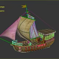 Modern Cartoon Sailing Small Sailing 3d model