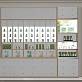 Modern White Wooden Display Shelving With Organized Green Packaging Bottles And Boxes