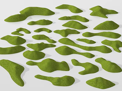 Green Grass Covered Microtopography With Various Undulating Shapes And Natural Textures 3d model