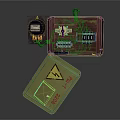 Industrial Distribution Box Green Open Cover Internal Meters Terminal Blocks Warning Symbol 2302 A168