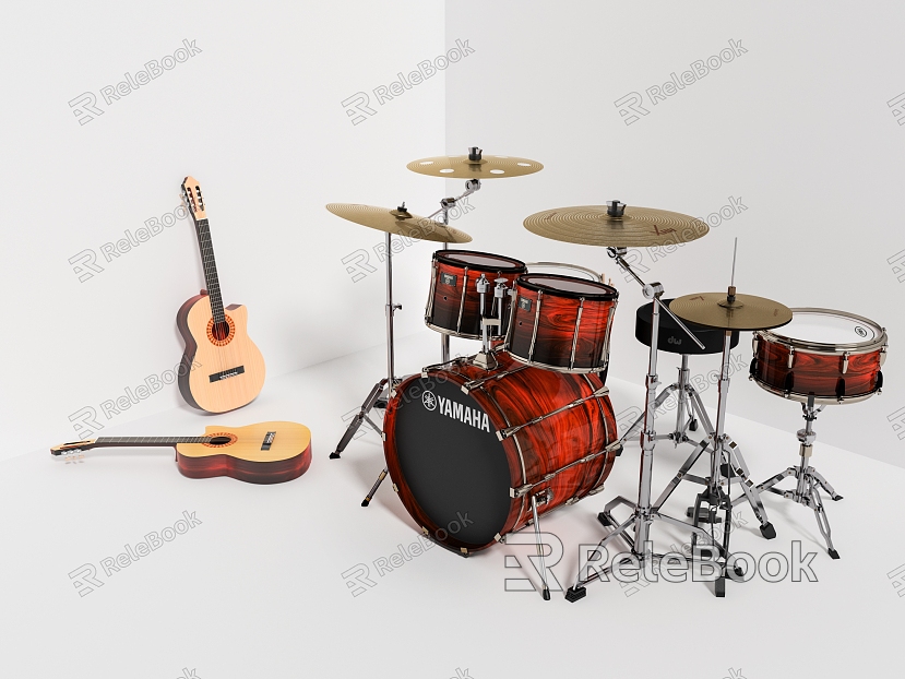 Modern drum set guitar instrument combination model