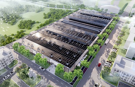 Modern Factory Building Photovoltaic Power Generation Panel Solar Panel Road Scribing Aerial View Standard Room 3d model