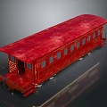 Vintage Red Train Carriage With Multiple Windows And Decorative Metal Wheels 3d model