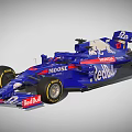 Red Bull Moose Honda Race Car With Blue Aerodynamic Body And Racing Tires