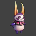 Cute 3D Creature Character With Purple White Body Large Yellow Orange Ears And Pink Decoration