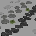 Garden Stepping Stones With Circular And Irregular Shaped Stone Slabs And Small Green Plants