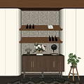 Middle ancient bucket cabinet decoration cabinet decoration combination 3d model