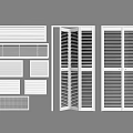 White Folding Doors with Various Louver Designs and Panel Styles 3d model