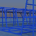 Blue Metal Bridge Framework With Symmetric Design And Open Sky Background 3d model