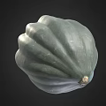 Fresh Green Pumpkin with Distinct Ribbed Texture as Healthy Organic Food Ingredient