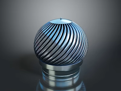 Industrial Metallic Spherical Equipment Featuring Spiral Stripes Shiny Reflective Surface And Sturdy Base 3d model