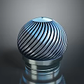 Industrial Metallic Spherical Equipment Featuring Spiral Stripes Shiny Reflective Surface And Sturdy Base