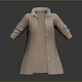 Beige Long Sleeve Coat With Lapel Design Front Buttons And Side Pockets 3d model