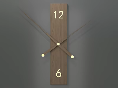 Modern Wooden Vertical Wall Clock With Numbers 12 And 6 Minimalist Design 3d model