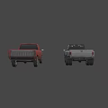 White and Red Double Cab Pickup Trucks 3D Render with Classic Design