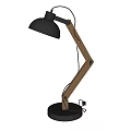 Modern Adjustable Table Lamp With Wooden Stand And Black Lampshade For Home Decor
