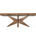 Rustic Oak Dining Table With X Shaped Base And Rectangular Wooden Top
